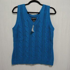 4/$25Mixit Cable Knit Sweater Vest Sleeveless Pullover Dark Turquoise Blue Sz L?